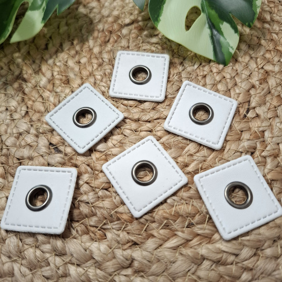 Sirkkarengas keinonahalla, koko 30 mm x 30 mm, Valkoinen/Metallic silver