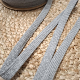 Puuvillanauha litteä, Keskiharmaa 15 mm