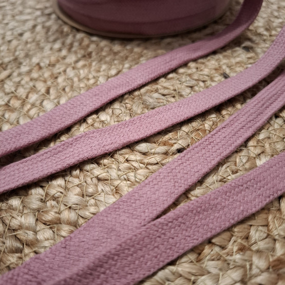 Puuvillanauha litteä, Vanha roosa 15 mm