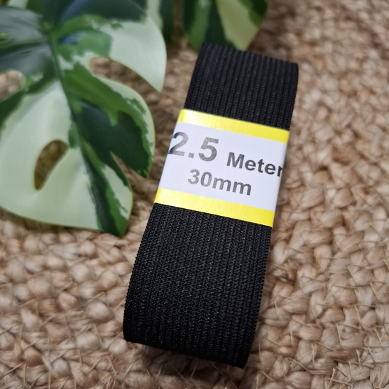 Kuminauha 30 mm, Musta, 2,5 m / pkt