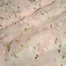 Brodeerattu 3D Kukkatylli, Light Rose