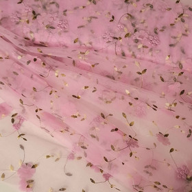 PALA 65 cm, Brodeerattu 3D Kukkatylli, Vaalea Pinkki