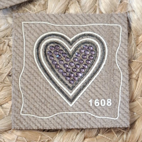 Ompelumerkki, Sydän Beige, silitettävä