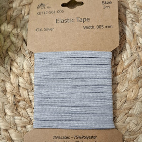 Kuminauha 5 mm, Harmaa,  3 m / pkt