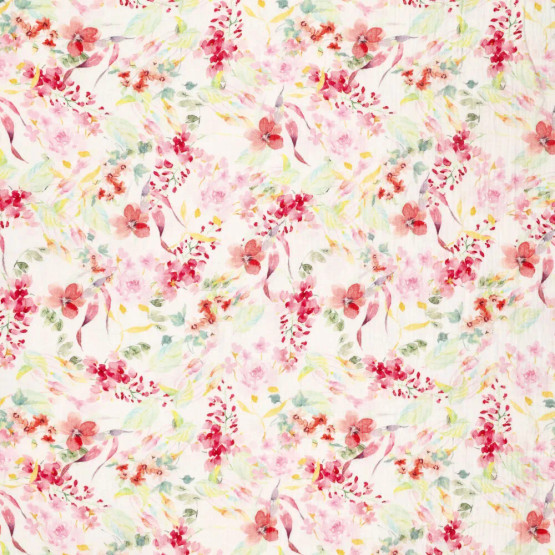 Double Gauze, harsokangas, Pink Flowers