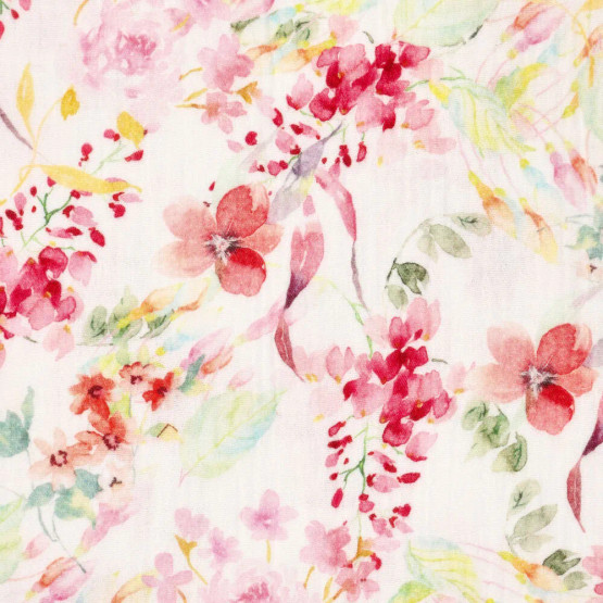 Double Gauze, harsokangas, Pink Flowers