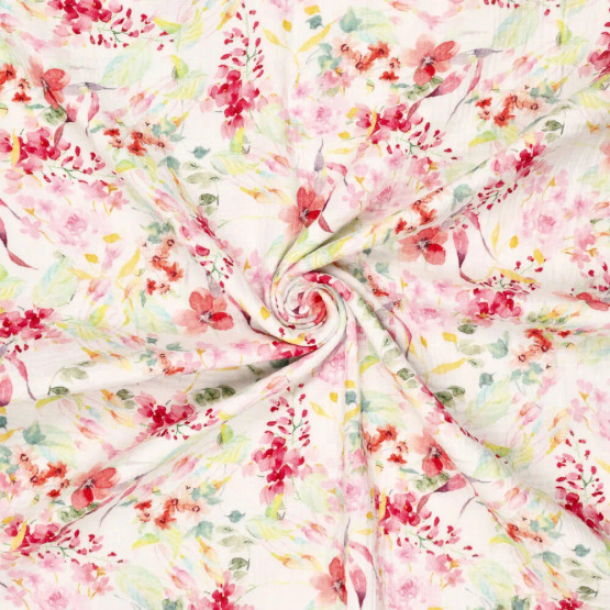 Double Gauze, harsokangas, Pink Flowers