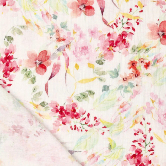 Double Gauze, harsokangas, Pink Flowers