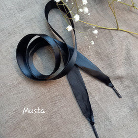 Satiininauha huppariin 110 cm, Musta