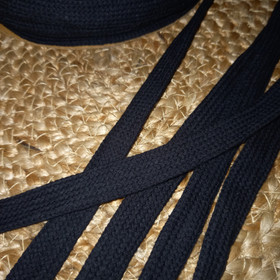 Puuvillanauha litteä, Musta 15 mm