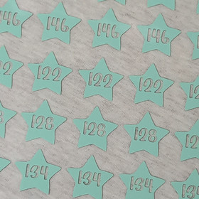 Silitettävä kokomerkki, TÄHTI, sage, 5 kpl