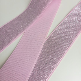 Glitter kuminauha 40 mm, Vaaleanpunainen