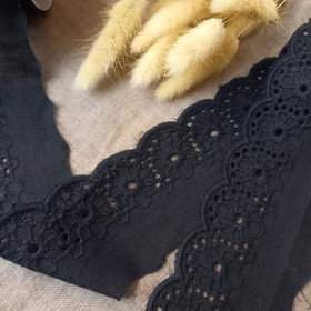 Puuvillabrodyyri 60 mm, Musta