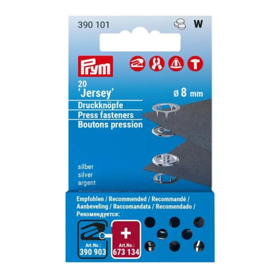 8 mm neppareiden täyttöpakkaus, 20 kpl/pkt, Prym