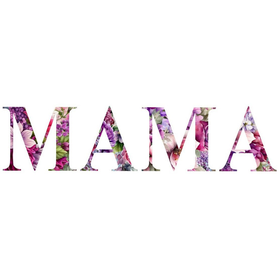 Värillinen silityskuva : MAMA, teksti