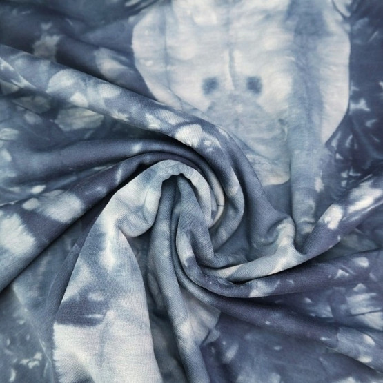 Solmuvärjätty harjattu joustocollege, Farkunsininen