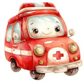 Värillinen silityskuva: Ambulanssi, punainen