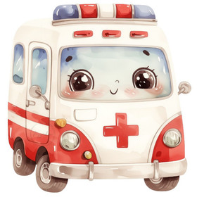 Värillinen silityskuva: Ambulanssi, valkoinen