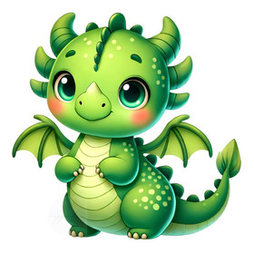 Värillinen silityskuva : Baby Dragon, Vihreä
