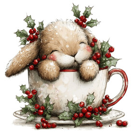 Värillinen silityskuva: Teacup Bunny