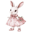 Värillinen silityskuva : Pupu ja ruusut