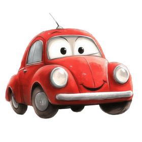 Värillinen silityskuva: Auto, punainen