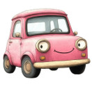 Värillinen silityskuva: Auto, pinkki