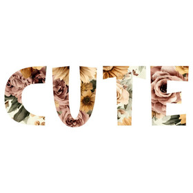 Värillinen silityskuva : CUTE, kukat