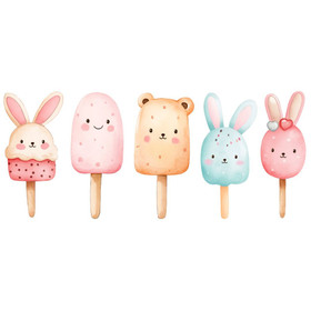 Värillinen silityskuva: Tikkujäätelöt