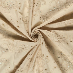 Brodeerattu puuvillapopliini, Beige