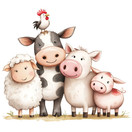 Värillinen silityskuva: Maatilan eläimet