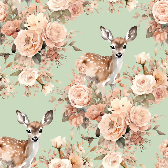 Flower Deer, sage, trikoo