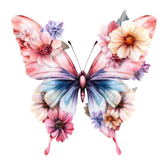 Värillinen silityskuva: Flowery Butterfly