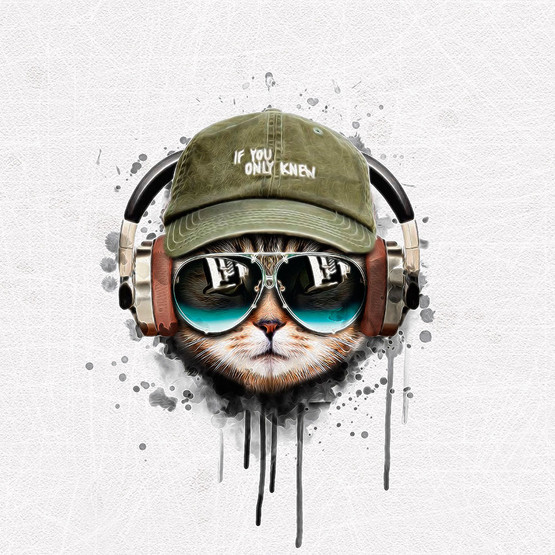 Hipster Cat, iso paneeli, 55 x 70 cm