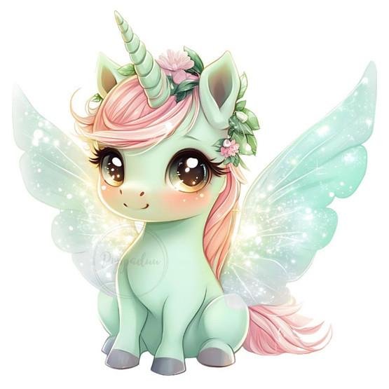 Värillinen silityskuva : Minttu Unicorn