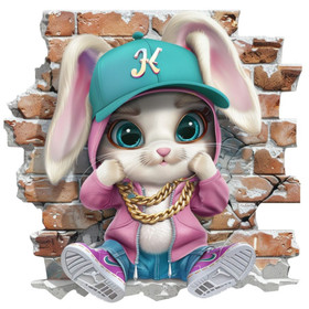 Värillinen silityskuva : Hiphop Bunny