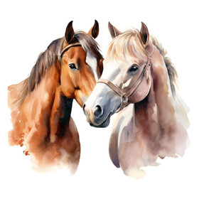 Värillinen silityskuva : Hevoset