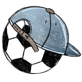 Värillinen silityskuva: Jalkapallo & Lätsä, sininen