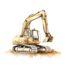 Värillinen silityskuva : Kaivinkone