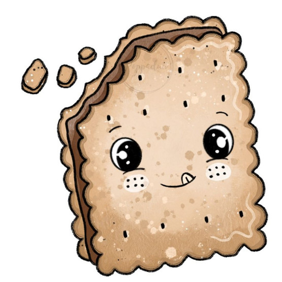 Värillinen silityskuva: Keksi ja muruset