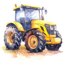 Värillinen silityskuva : Traktori, keltainen