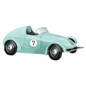 Värillinen silityskuva: Kilpa-auto, turkoosi