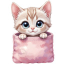 Värillinen silityskuva: Kissa tasku