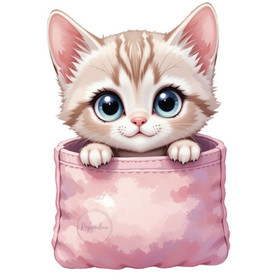 Värillinen silityskuva: Kissa tasku