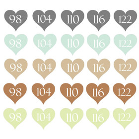 Silitettävä kokomerkki, SYDÄN, NATURE lajitelma, 5 kpl ( koot 50-146 )