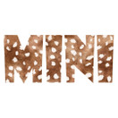 Värillinen silityskuva : MINI, bambin pilkut, isot kirjaimet