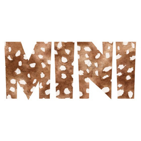 Värillinen silityskuva : MINI, bambin pilkut, isot kirjaimet