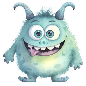 Värillinen silityskuva : Monster, turkoosi