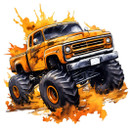 Värillinen silityskuva: Monster Car, oranssi