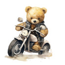 Värillinen silityskuva : Moottoripyöräilevä Nalle